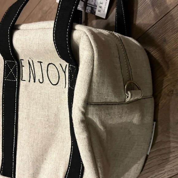 Raw Dunn Tan Linen Insulated Lunch Tote w/Shoulder Strap, Utensil Case 9x8x5 NWT - Picture 2 of 12